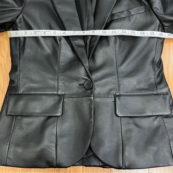 LaMarque Elza Notched Collar Black Leather Blazer Jacket - Picture 14 of 15